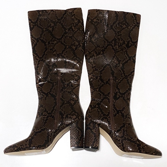 14th & Union Jarden Snake Embossed Faux Leather Knee High Boots Size 7 Brown - Picture 3 of 5